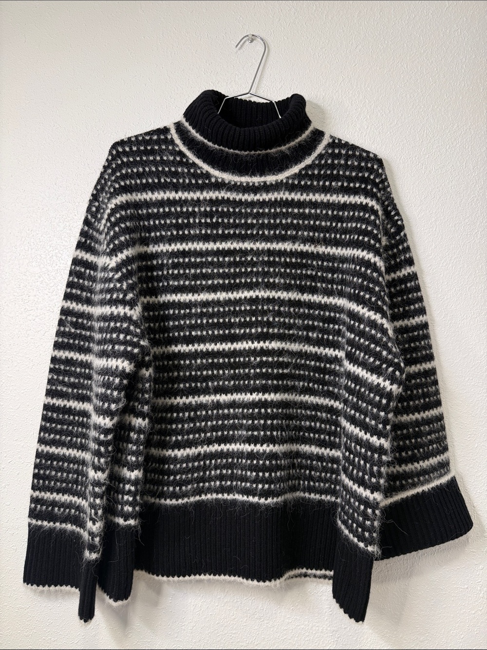 TOTEME Black & White Striped Turtleneck Sweater